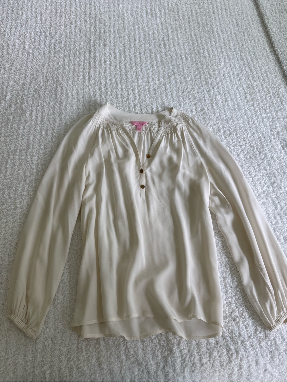 Lilly Pulitzer White Long-Sleeve Split-Neck Top
